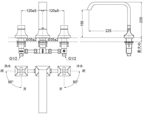 Bản vẽ kỹ thuật vòi xả bồn tắm TOTO TBG08201B#MBL