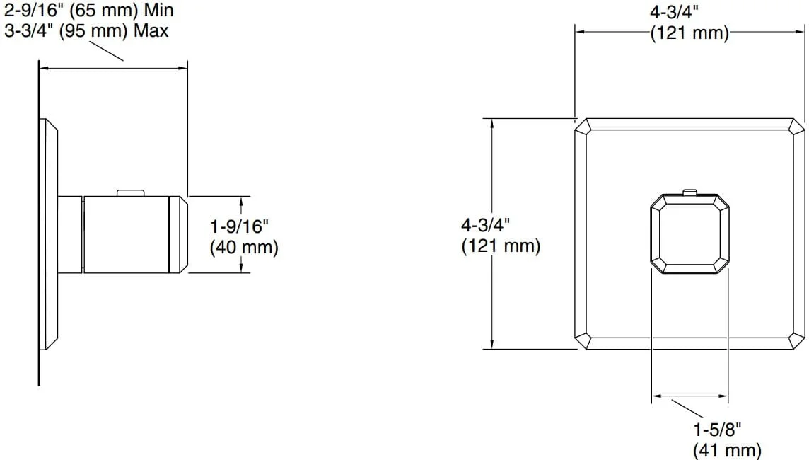 Bản vẽ bộ điều chỉnh âm tường Kallista P33358