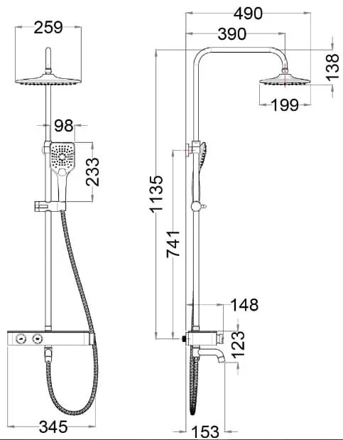 Bản vẽ kỹ thuật sen tắm cây nhiệt độ Caesar S788CB