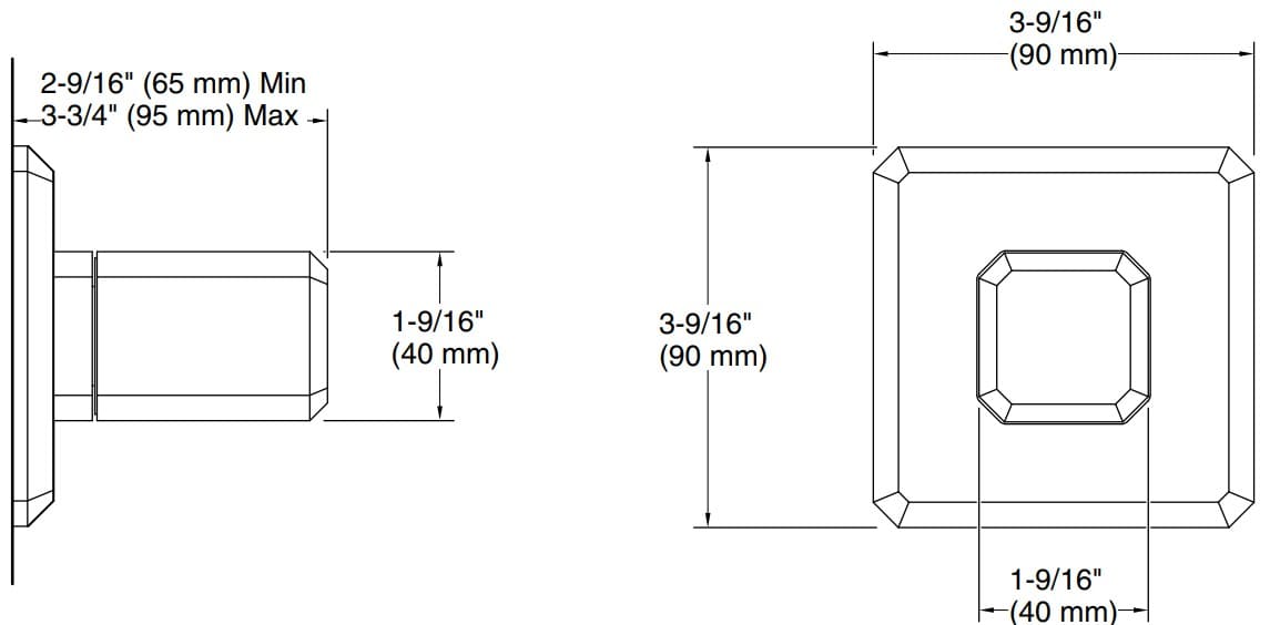Bản vẽ mặt nạ điều chỉnh âm Kallista P33359