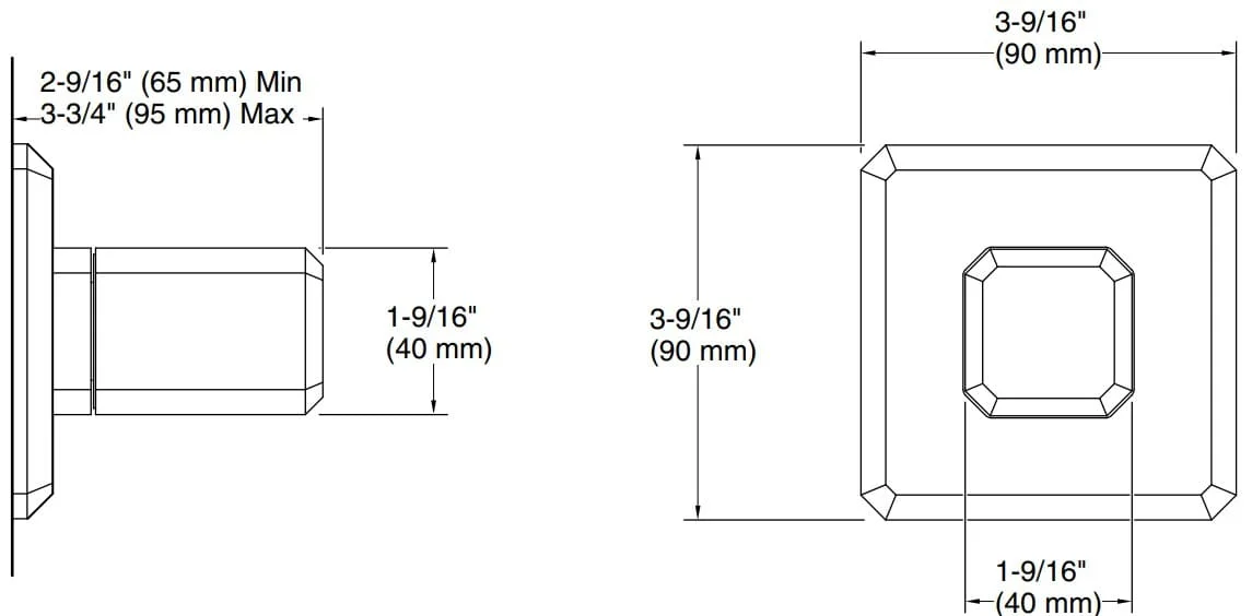 Bản vẽ mặt nạ điều chỉnh âm Kallista P33359