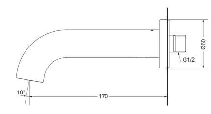 Bản vẽ kỹ thuật vòi xả bồn TOTO TBG11001B#BN