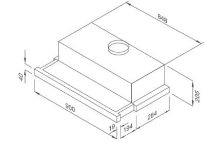 Bản vẽ kỹ thuật máy Hút Mùi Âm Tủ 90cm Malloca MH 90BTC 