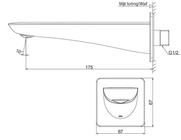 Bản vẽ kỹ thuật vòi xả bồn tắm âm tường TOTO TBG02001B#PFG