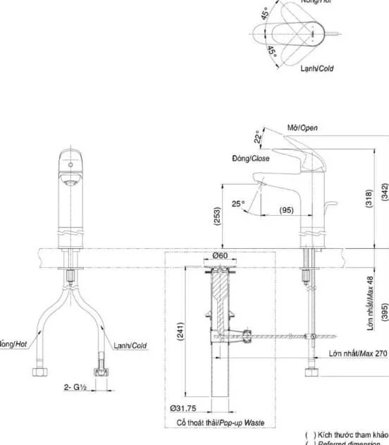 Bản vẽ kỹ thuật vòi chậu rửa mặt TOTO TLG03305B#PFG