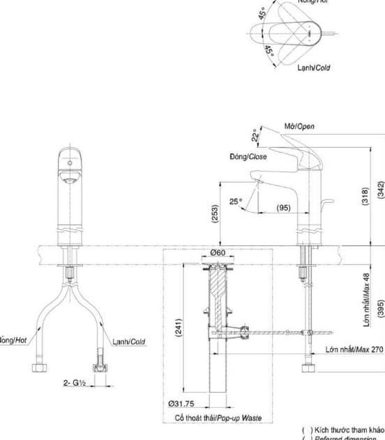 Bản vẽ kỹ thuật vòi chậu rửa mặt TOTO TLG03305B#BFG