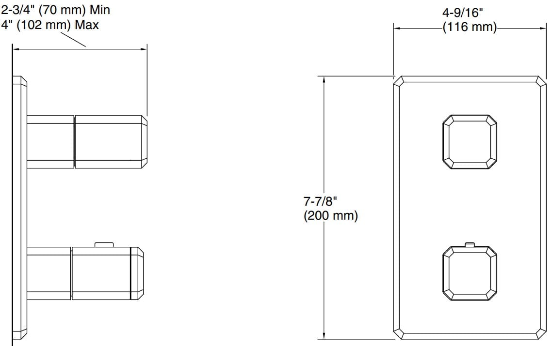 Bản vẽ bộ điều chỉnh âm tường Kallista P33363