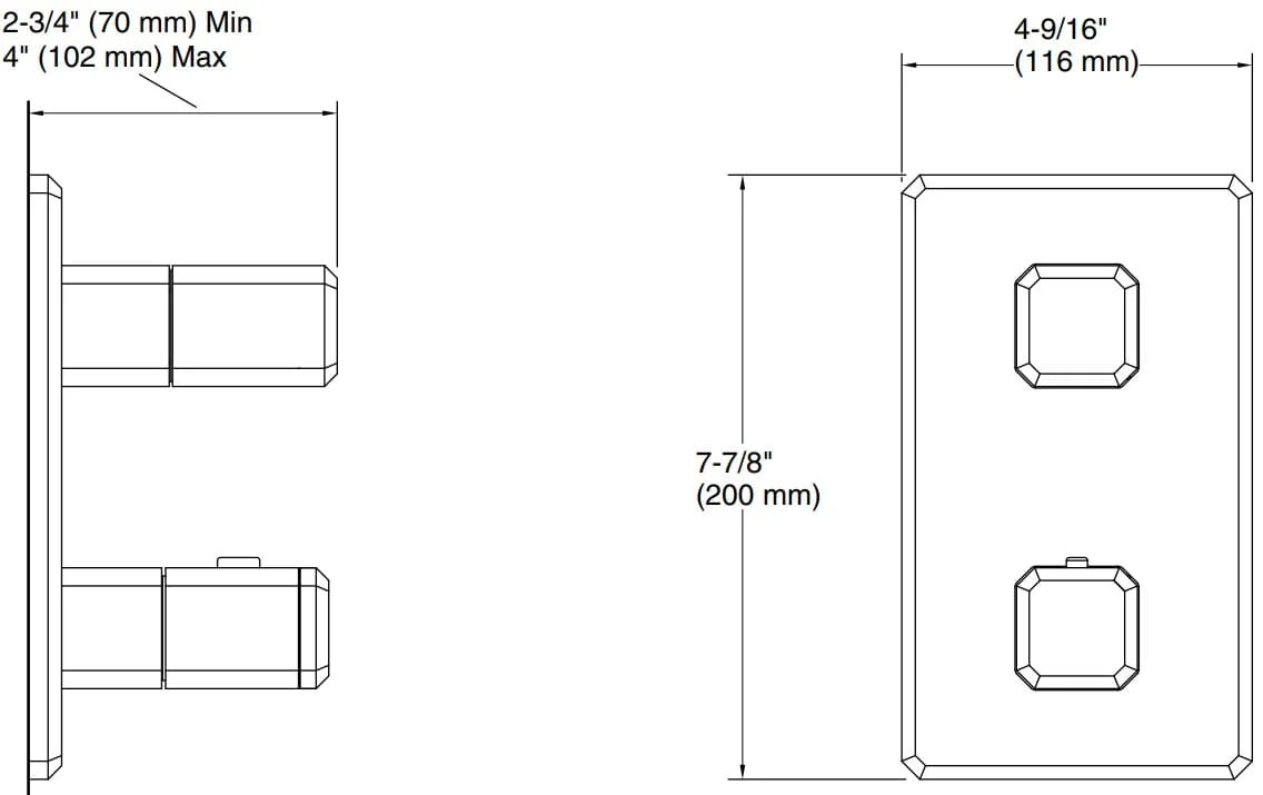 Bản vẽ bộ điều chỉnh âm tường Kallista P33363