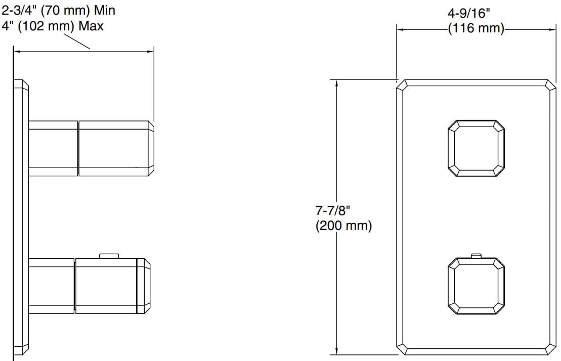 Bản vẽ bộ điều chỉnh âm tường Kallista P33364