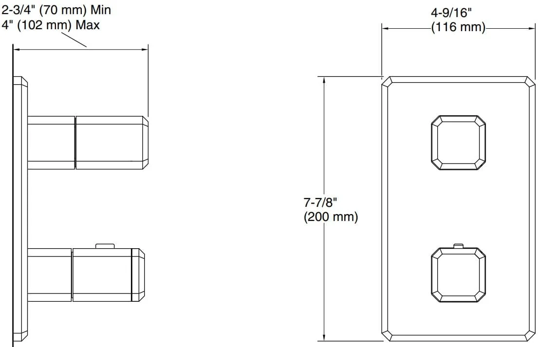 Bản vẽ bộ điều chỉnh âm tường Kallista P33364