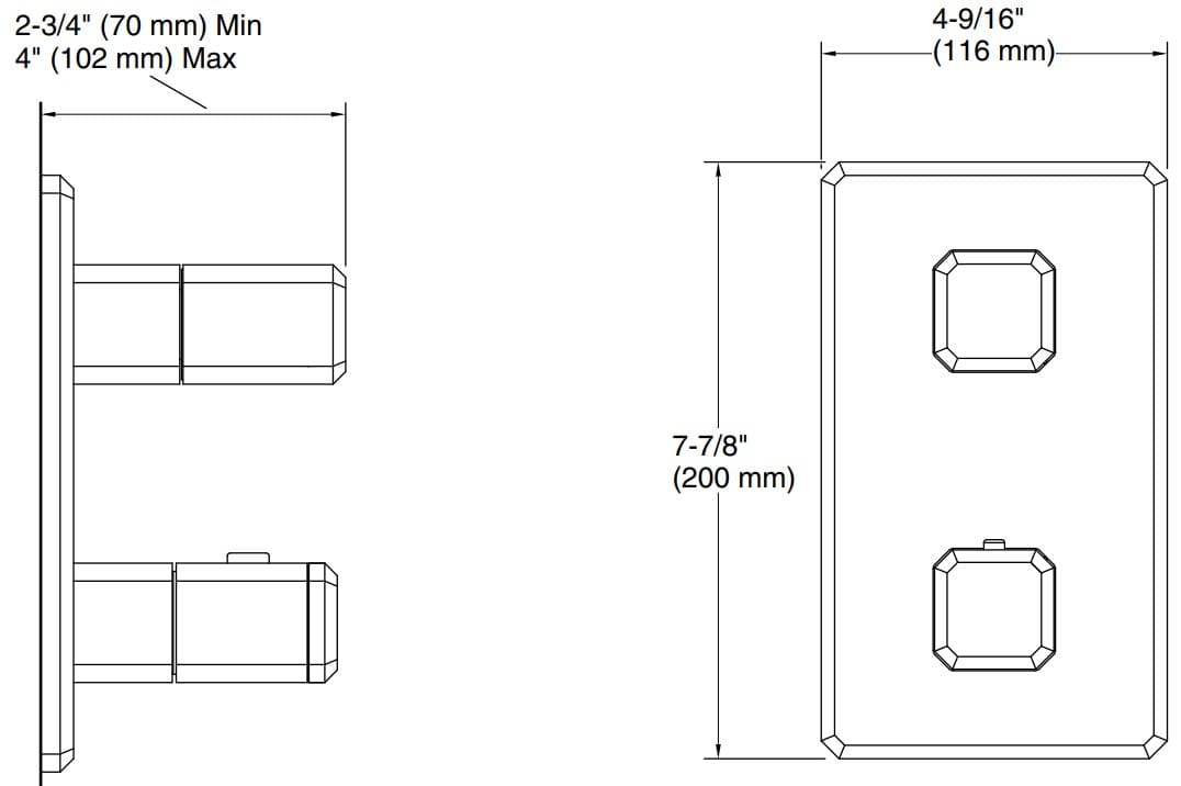 Bản vẽ bộ điều chỉnh âm tường Kallista P33365