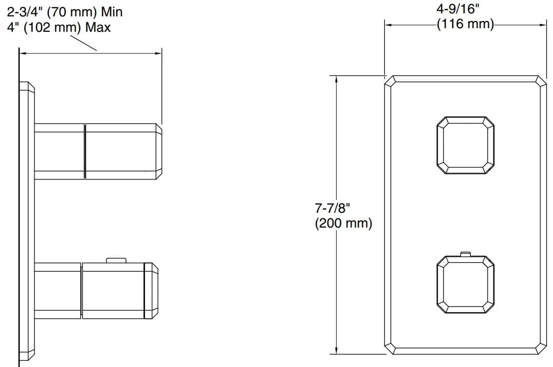 Bản vẽ bộ điều chỉnh âm tường Kallista P33365