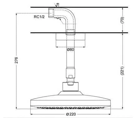 Bản vẽ kỹ thuật bát sen gắn trần TOTO TBW01003B1A#PFG