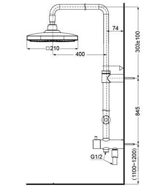 Bản vẽ kỹ thuật thân sen cây TOTO TBW02002BB#MBL
