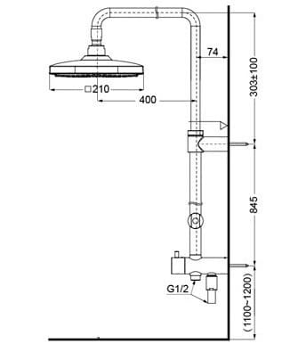 Bản vẽ kỹ thuật thân sen cây TOTO TBW02002BA#PFG