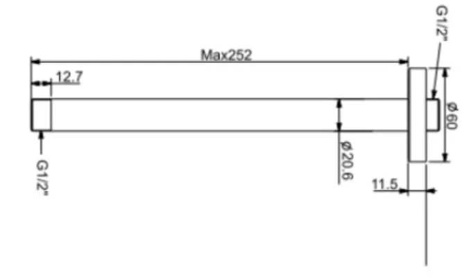 Bản vẽ kỹ thuật thanh nối đầu sen American Standard FFAS9908WS