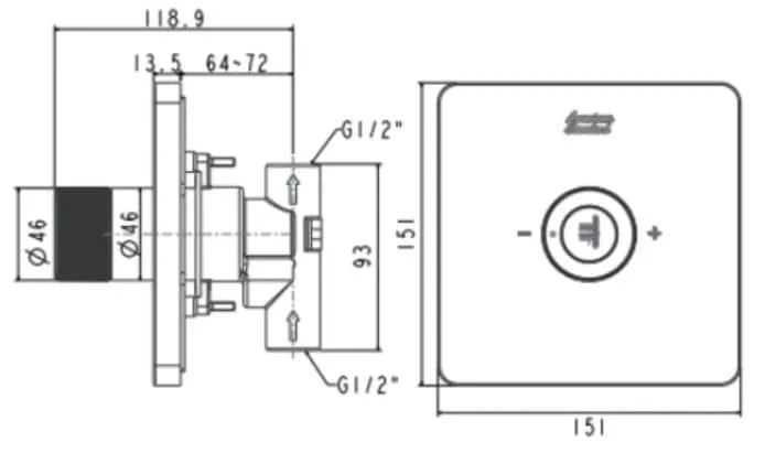 Bản vẽ kỹ thuật nút điều chỉnh thân vòi sen màu đen American Standard FFAS0927MB 