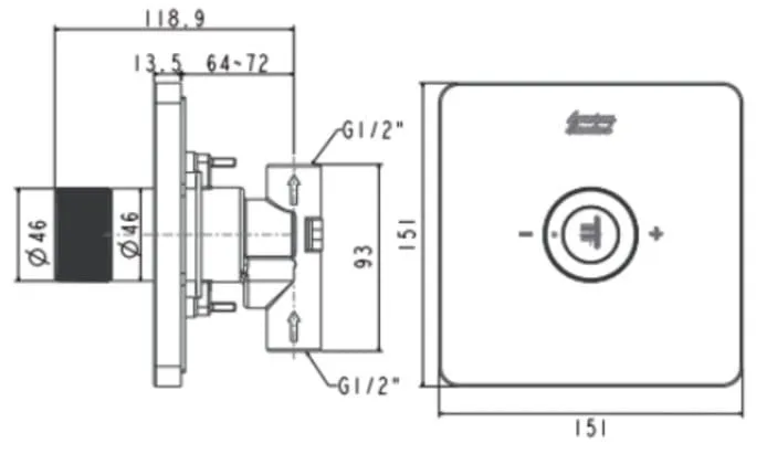 Bản vẽ kỹ thuật nút điều chỉnh Thân vòi sen American Standard FFAS0927WS
