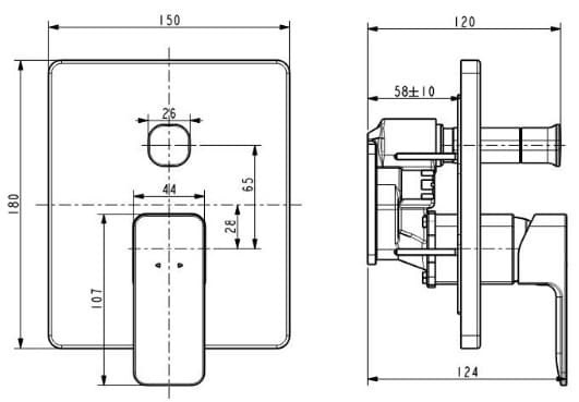Bản vẽ kỹ thuật sen tắm nóng lạnh âm tường màu vàng hồng American Standard WF-1321WS 