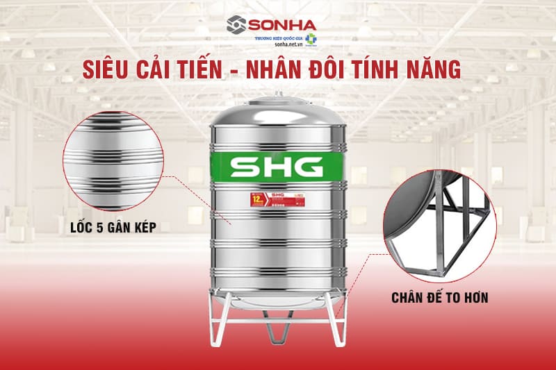 Bồn nước Sơn Hà Xanh SHG 1500L đứng D1500F1140