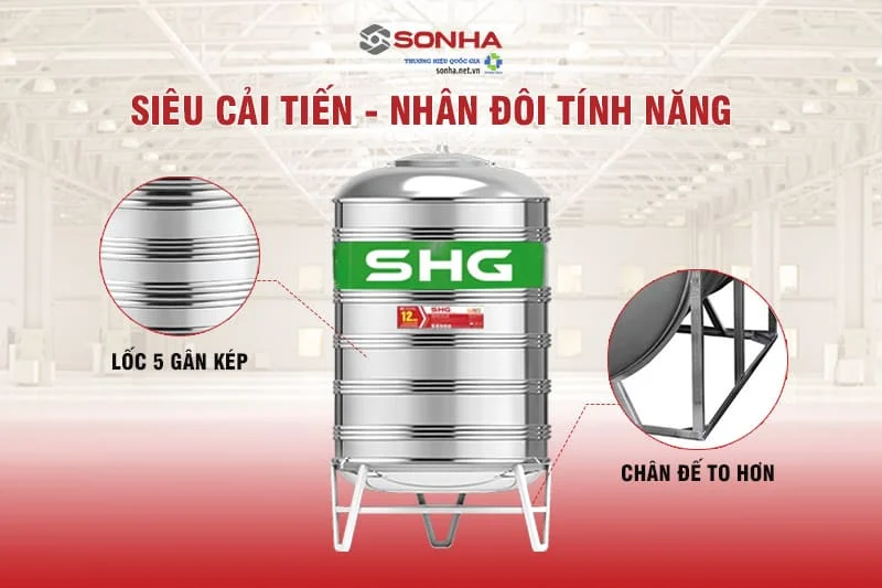 Bồn nước Sơn Hà Xanh SHG 1000L đứng D1000F960