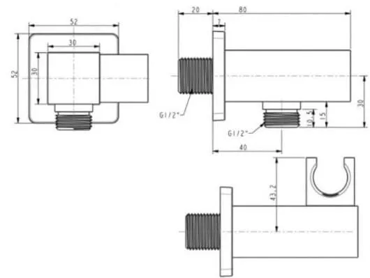 Bản vẽ kỹ thuật gác Sen Vuông Màu Ghi American Standard WF-9143BHG