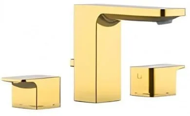 Vòi chậu 3 lỗ nóng lạnh màu vàng bóng American Standard WF-1303CS