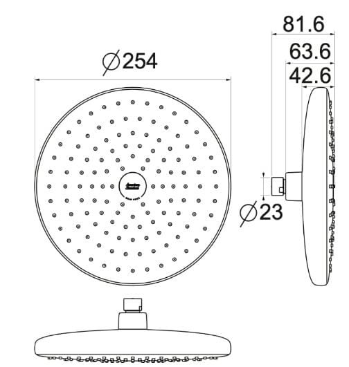 Bản vẽ kỹ thuật đầu sen phun mưa American Standard 1030970001 