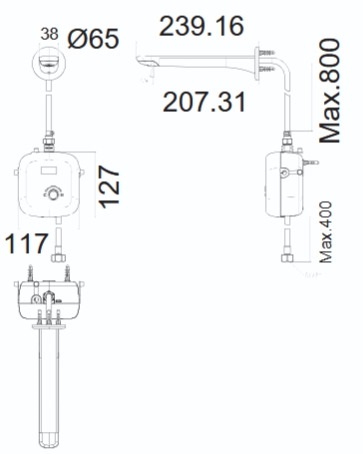 Bản vẽ kỹ thuật bản vẽ kỹ thuật vòi lavabo cảm ứng Âm Tường American Standard 1130420000