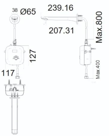 Bản vẽ kỹ thuật bản vẽ kỹ thuật vòi lavabo cảm ứng Âm Tường American Standard 1130420000