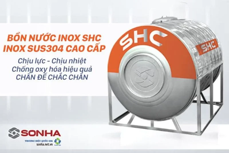 bồn nước inox Sơn Hà Xanh 1500 lít ngang SHC N1500F960