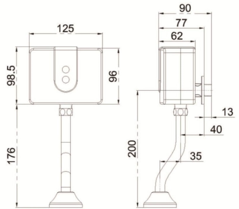 Bản vẽ kỹ thuật van tiểu nam cảm ứng gắn nổi cao cấp Trancan TC926223