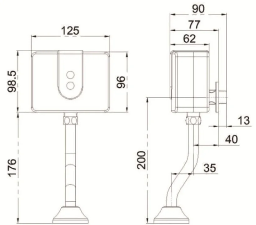 Bản vẽ kỹ thuật van tiểu nam cảm ứng gắn nổi cao cấp Trancan TC926223
