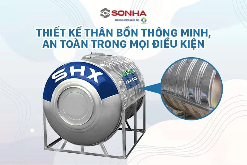 Téc nước inox Sơn Hà Xanh SHX 1500L ngang phi 1140
