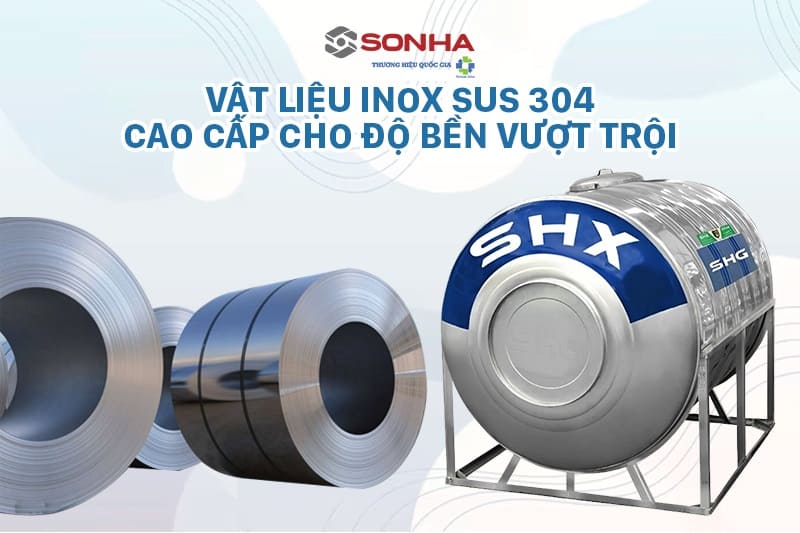 Bồn nước inox Sơn Hà Xanh SHX 5000L ngang phi 1380