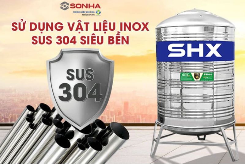 Bồn nước inox Sơn Hà Xanh 3000 lít đứng SHX phi 1380