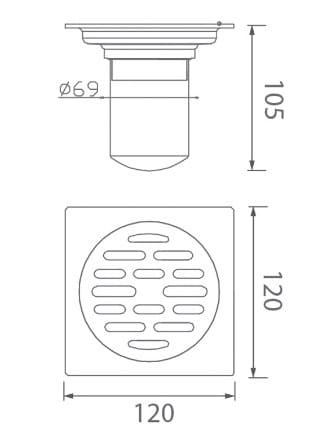 Bản vẽ kỹ thuật ga thoát sàn inox EcoBath EC1061B
