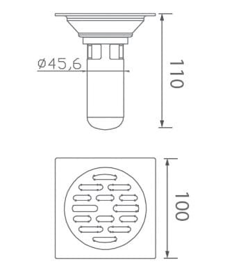 Bản vẽ kỹ thuật ga thoát sàn inox EcoBath EC1062B 