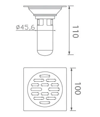 Bản vẽ kỹ thuật ga thoát sàn inox EcoBath EC1062B 