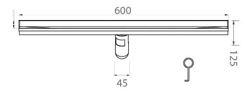 Bản vẽ kỹ thuật ga thoát sàn dài đen mờ EcoBath EC1080MB