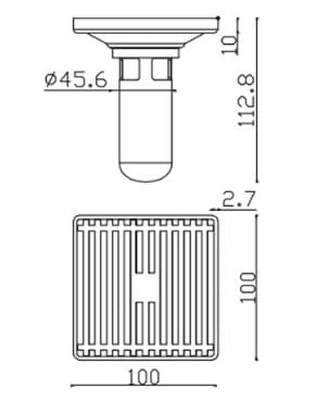 Bản vẽ kỹ thuật ga thoát sàn dài đen mờ EcoBath EC1087PB 