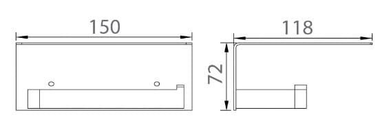 Bản vẽ kỹ thuật lô treo giấy màu đen Ecobath EC3068D