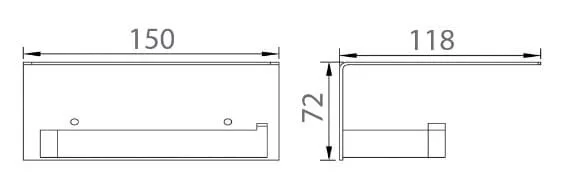 Bản vẽ kỹ thuật lô treo giấy màu đen Ecobath EC3068D