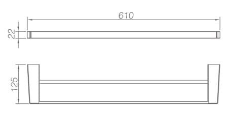 Bản vẽ kỹ thuật thanh treo khăn đôi Inox màu vàng EcoBath EC211-09BG