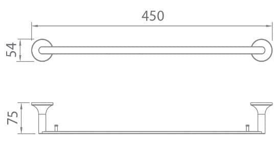 Bản vẽ kỹ thuật vắt khăn đôi màu vàng Ecobath EC218-08-45BG