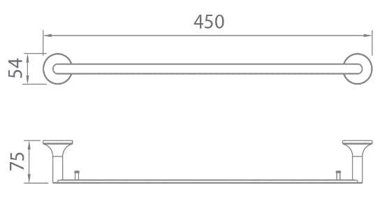 Bản vẽ kỹ thuật vắt khăn đôi màu đen Ecobath EC218-08-45MB