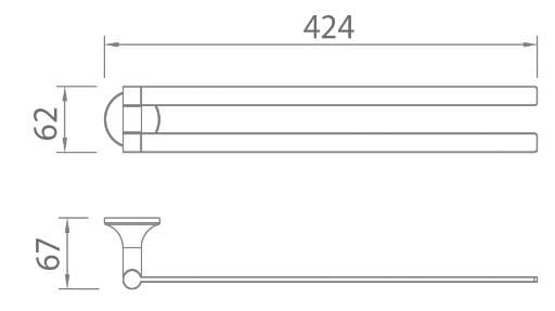 Bản vẽ kỹ thuật thanh treo khăn xoay Inox bóng EcoBath EC218-16