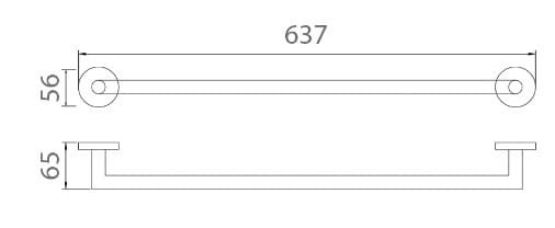 Bản vẽ kỹ thuật vắt khăn đơn màu đen Ecobath EC270-08MB