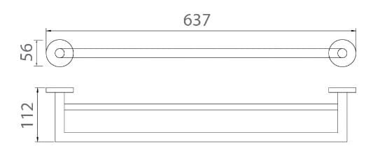Bản vẽ kỹ thuật vắt khăn đôi màu đen mờ Ecobath EC270-09MB