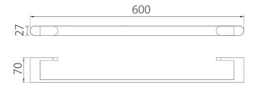 Bản vẽ kỹ thuật vắt khăn đơn màu đen mờ Ecobath EC888-08MB